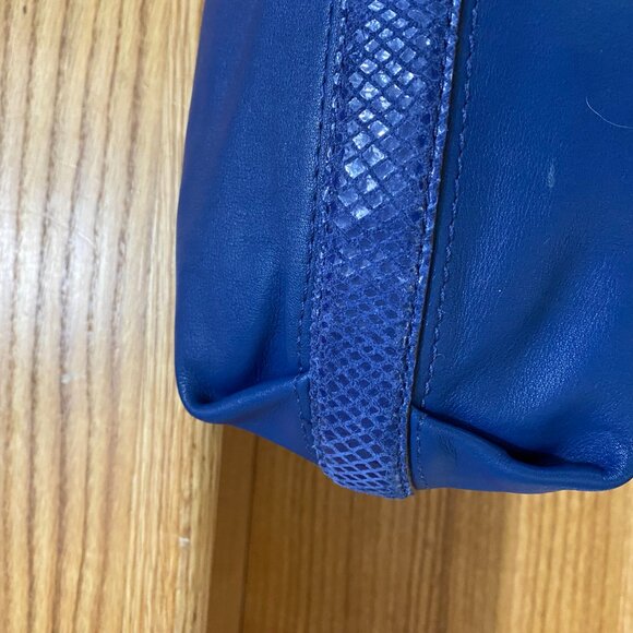 Coach Penelope Large Blue Leather With Blue Snakeskin Trim Shoulder Bag - Picture 15 of 16